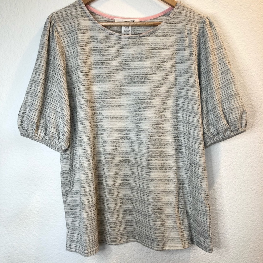Unwritten Marled Puff Sleeve Top Size Large